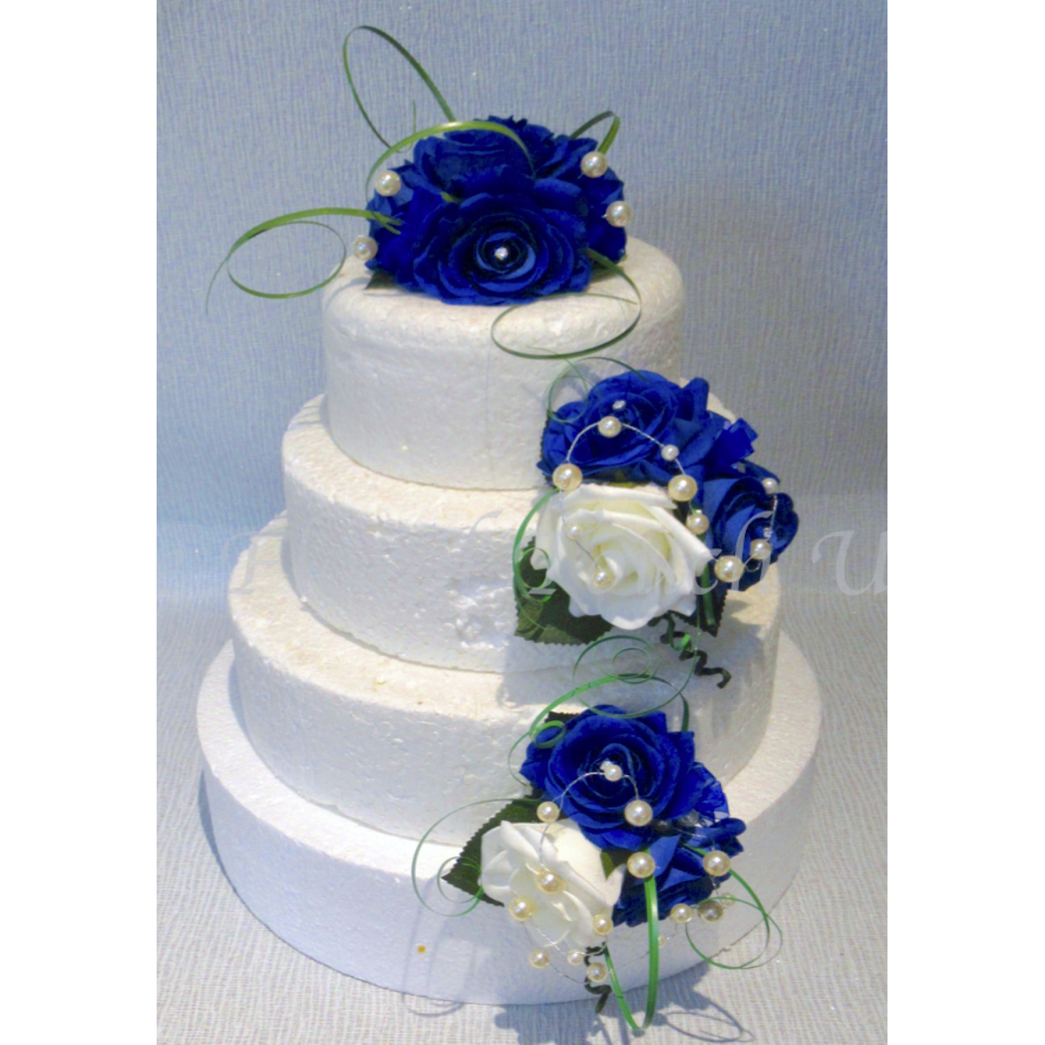 Royal Blue & Ivory Cake Flowers